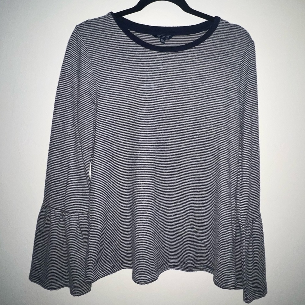 Striped Long Sleeve Top lucky‎ brand bell sleeves medium